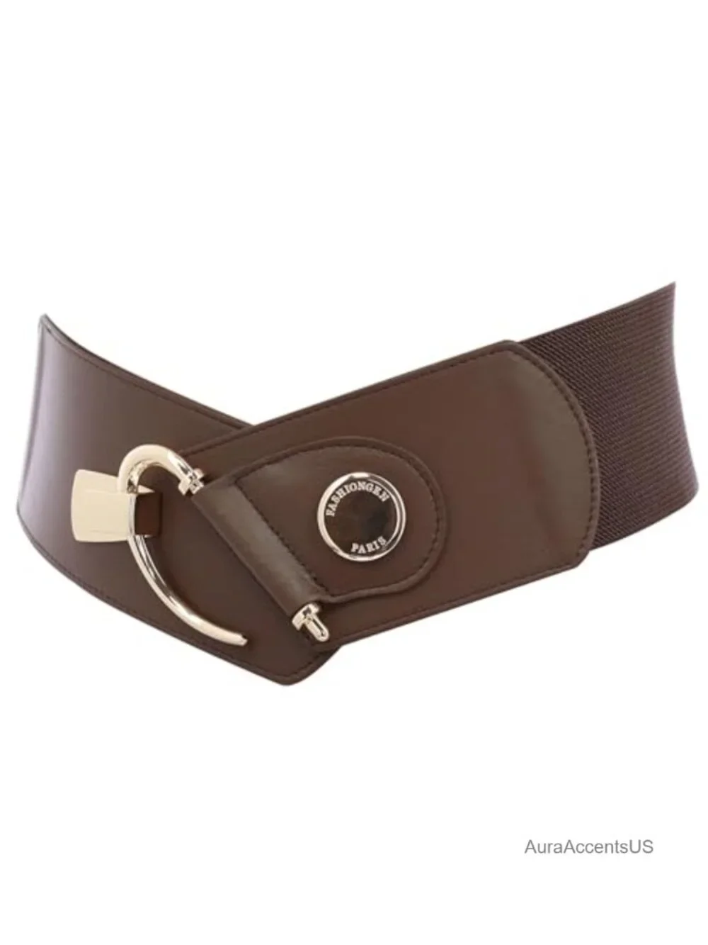 Genuine Italian Leather Wide Belt for Women with Elastic Stretch